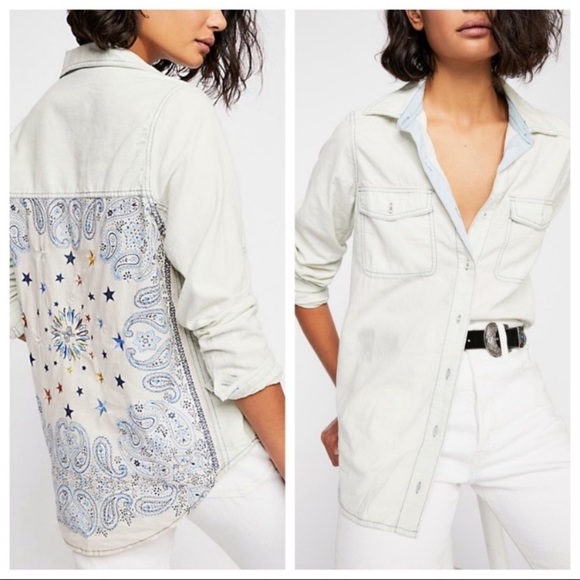Free People Tops - Free People Oversized Bandana Bandit Button Down